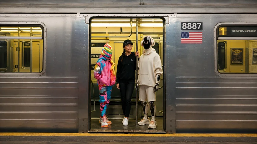 Avatars Global characters in a subway doorway.