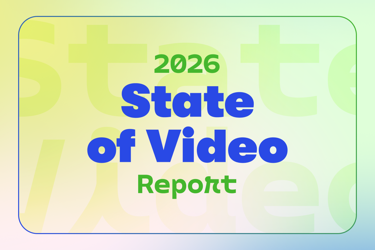 Wistia’s 2026 State of Video Report artwork with blue and green lettering on a pale multicolour background.