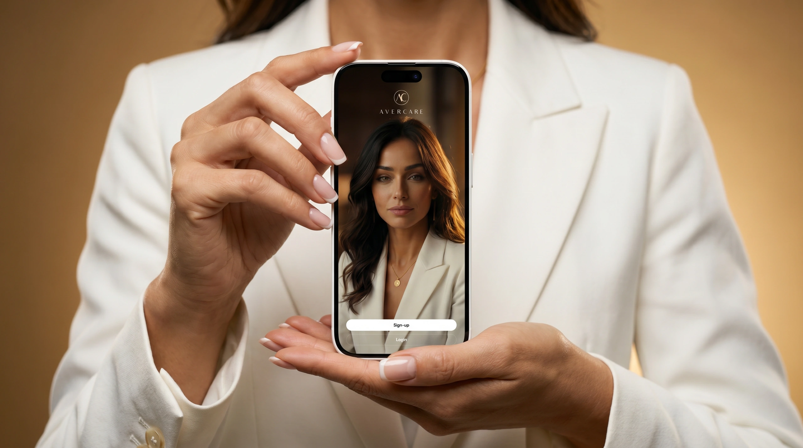 The AverCare app presented on a phone