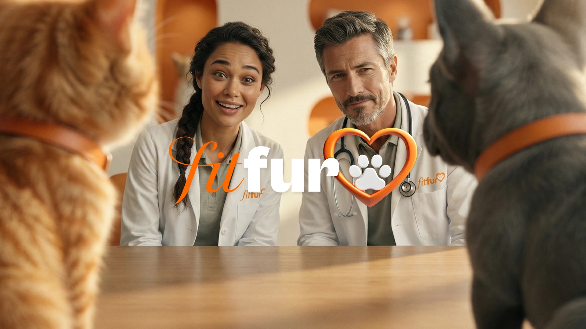 FitFur veterinary team with a cat and dog